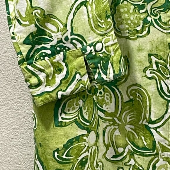 CHICO'S (NEW) Woven 3/4 Sleeve Linen Button Front Paisley Blouse, Lime Green- XL - Picture 4 of 9